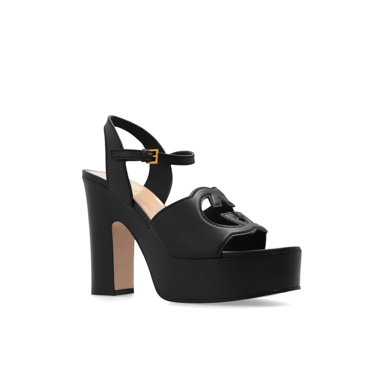 Gucci GUCCI Interlocking G Black Leather Platform 135mm Sandals Ne Size US 5 / IT 35 - 2 Thumbnail