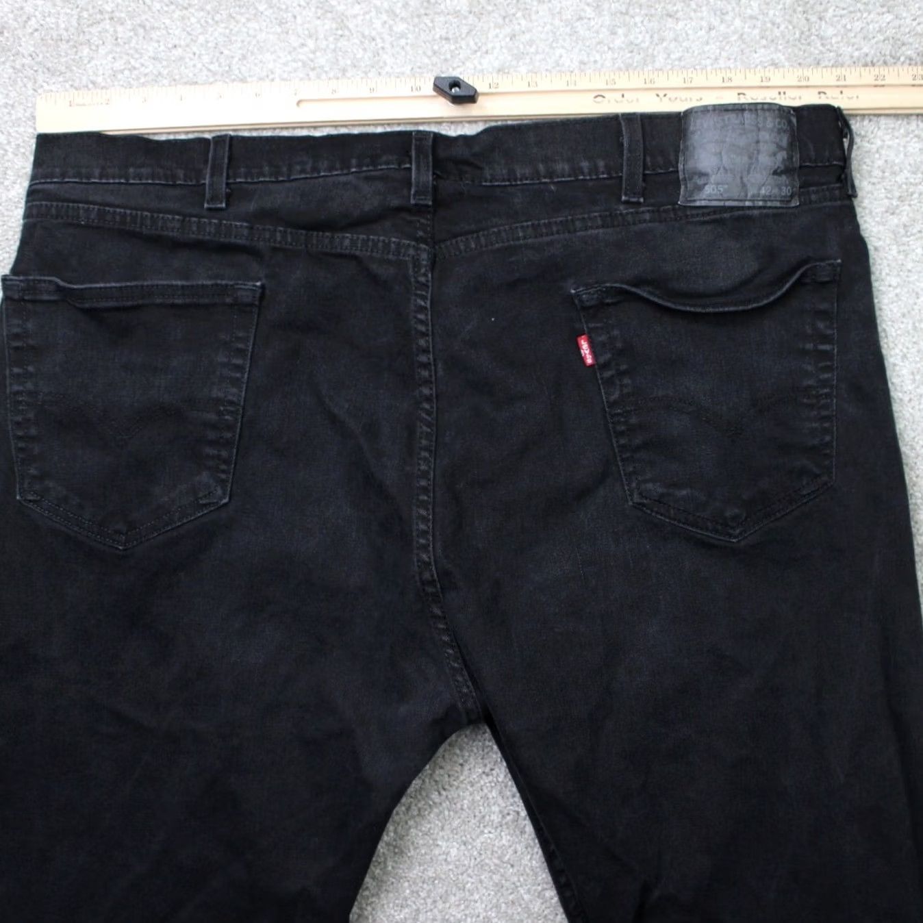 Levi's Levi's 505 Jeans Mens 42x30 Black Regular Fit Straight Leg Denim Cotton Stretch Size US 42 / EU 58 - 6 Thumbnail