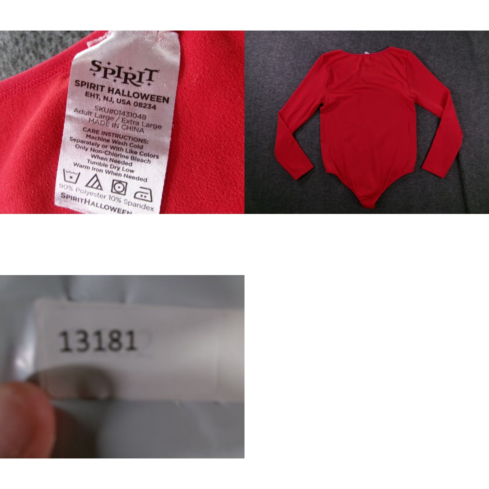 ESPIRIT SPIRIT Long Sleeve Bodysuit Women Large Red Stretch Basic Thong Neckline Regular Fit Size L / US 10 / IT 46 - 8 Thumbnail