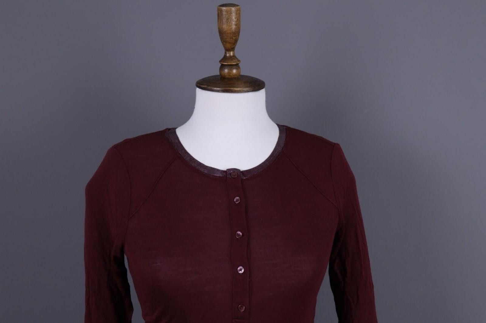 Zadig & Voltaire Zadig & Voltaire Chlo Poil Burgundy Knit Henley Shirt Size S Size S / US 4 / IT 40 - 2 Thumbnail