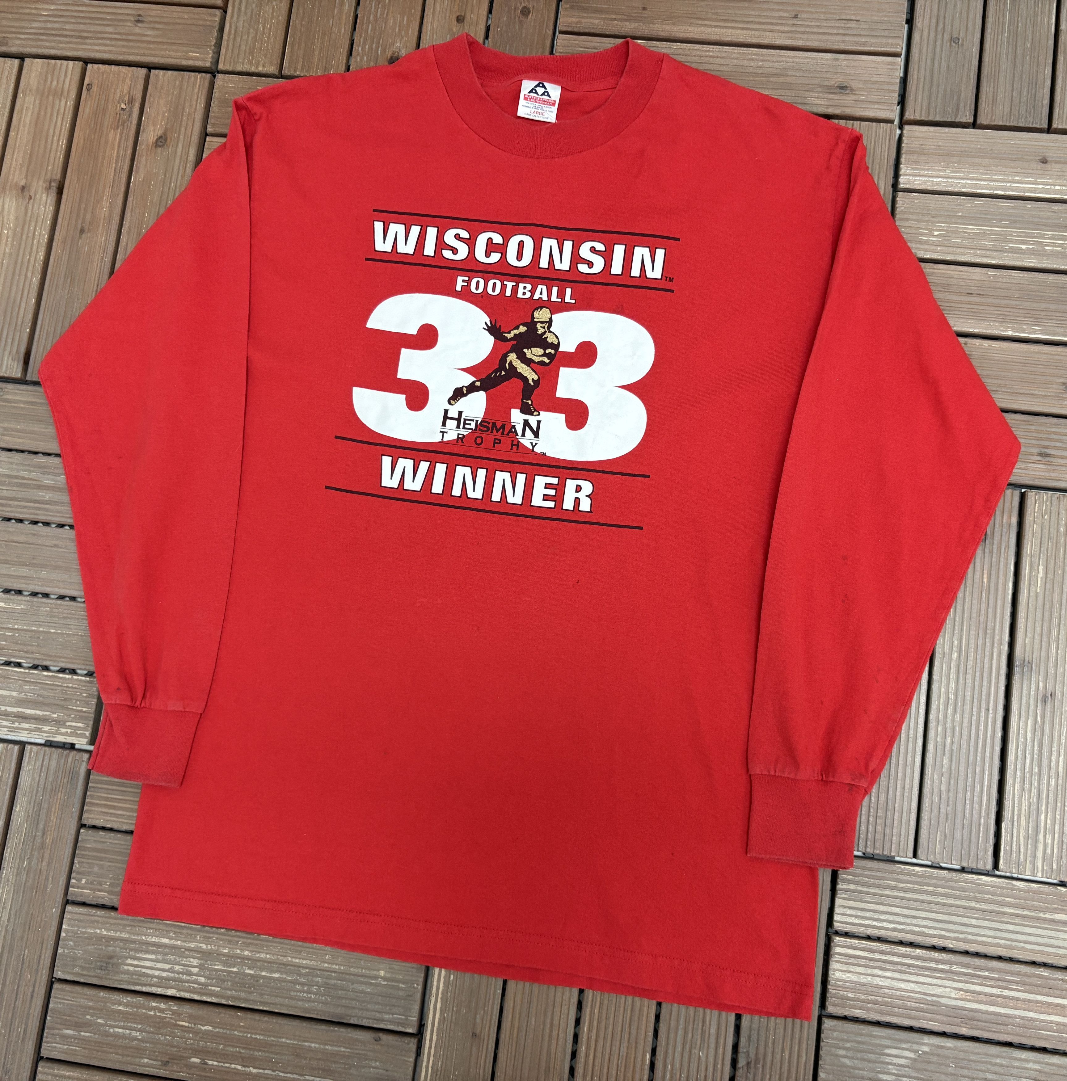 Vintage Wisconsin Badgers Ron Dayne Heisman Vintage Long Sleeve Size US L / EU 52-54 / 3 - 3 Thumbnail