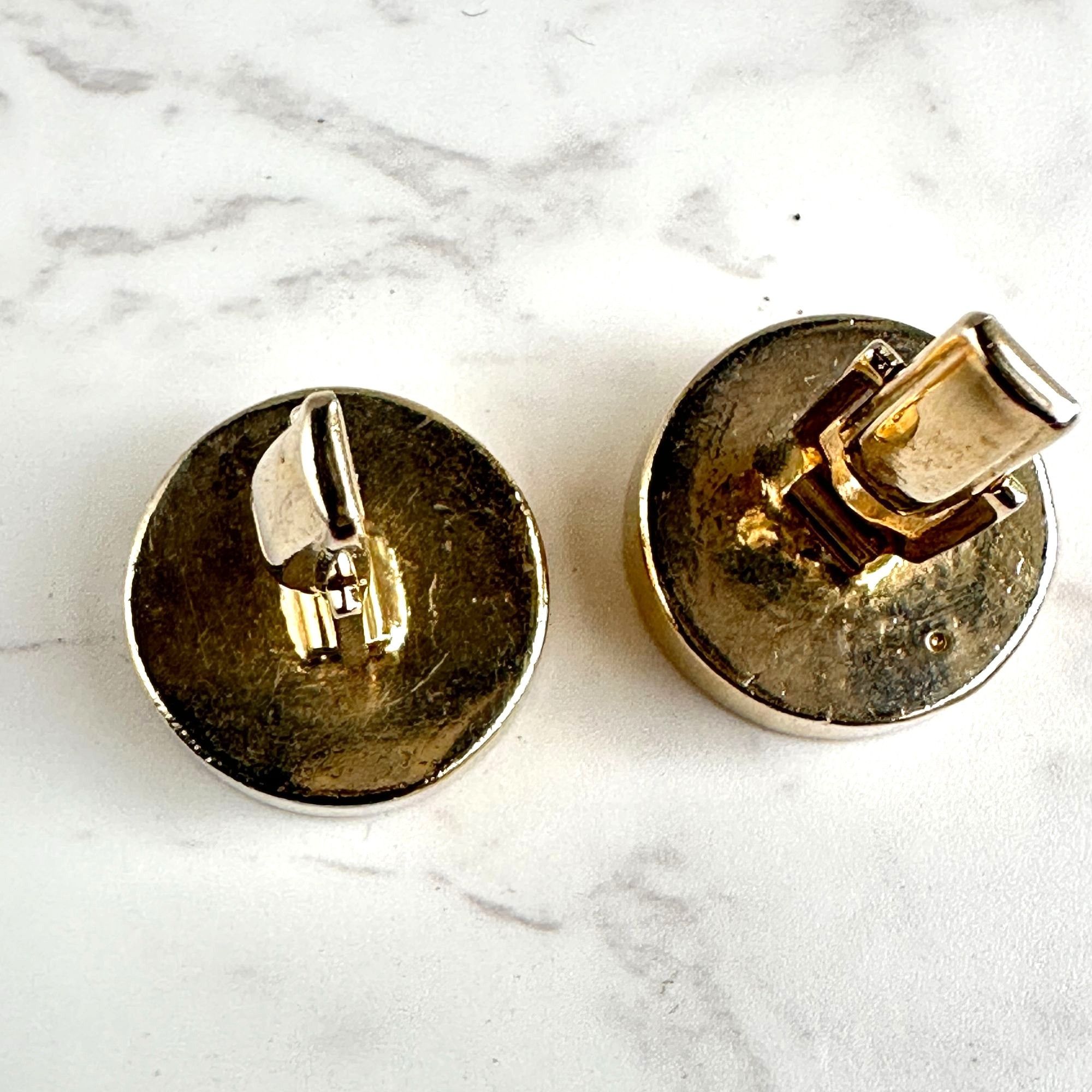 Vintage Gold and Black Warrior Profile Cufflinks, 1950s Pat Pend. Size ONE SIZE - 4 Thumbnail
