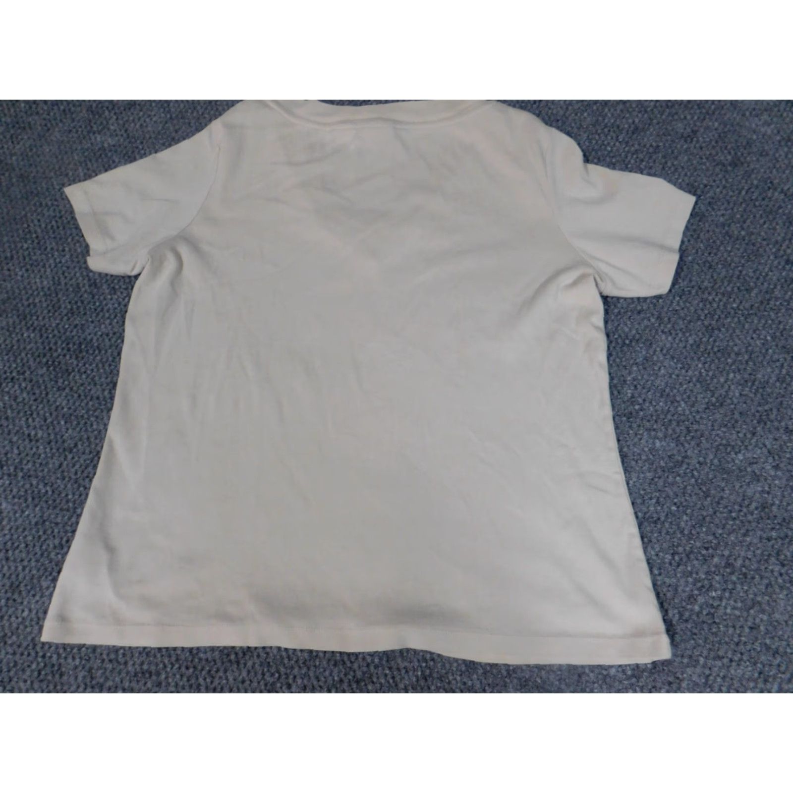Vintage St. John's Bay Blouse Shirt Womens M Beige Pullover Short Sleeve Crew Neck Polyester Rayon Stretch Casual Button Size M / US 6-8 / IT 42-44 - 7 Thumbnail