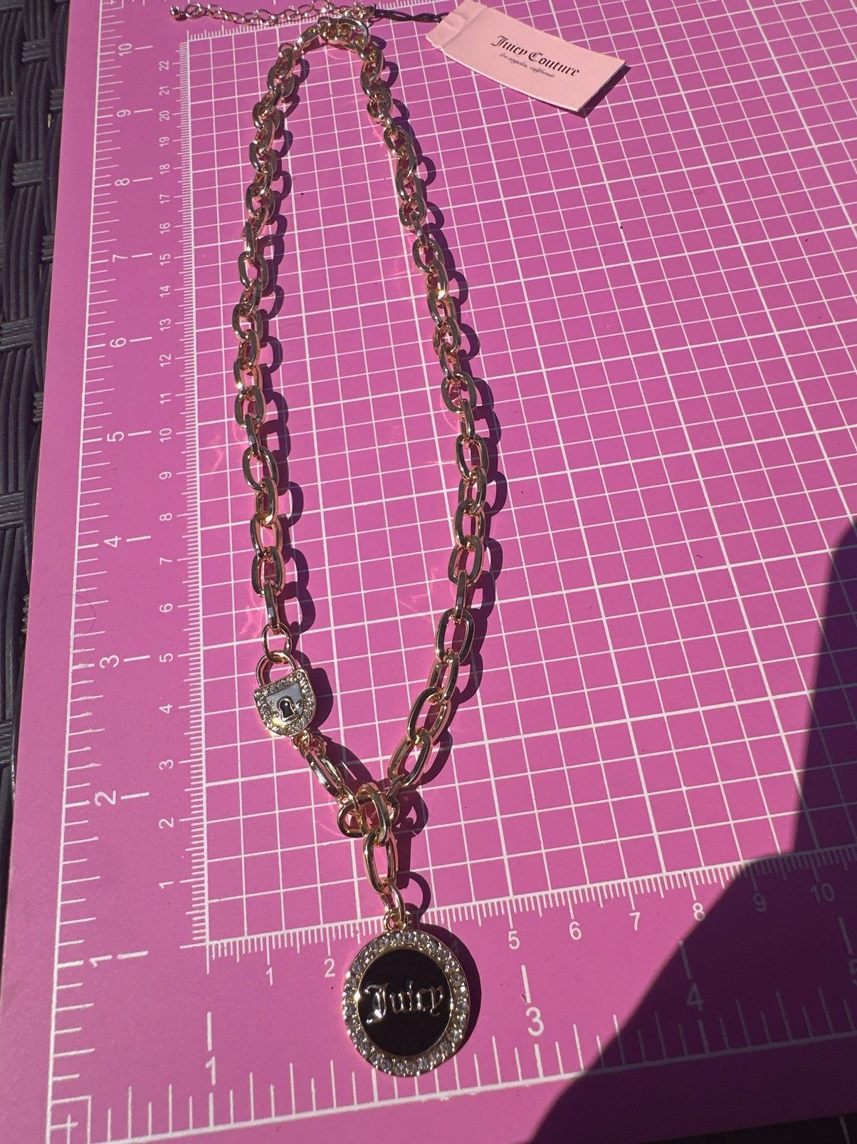 Juicy Couture Juicy Couture gold chain black charm logo diamonds paved Size ONE SIZE - 8 Thumbnail