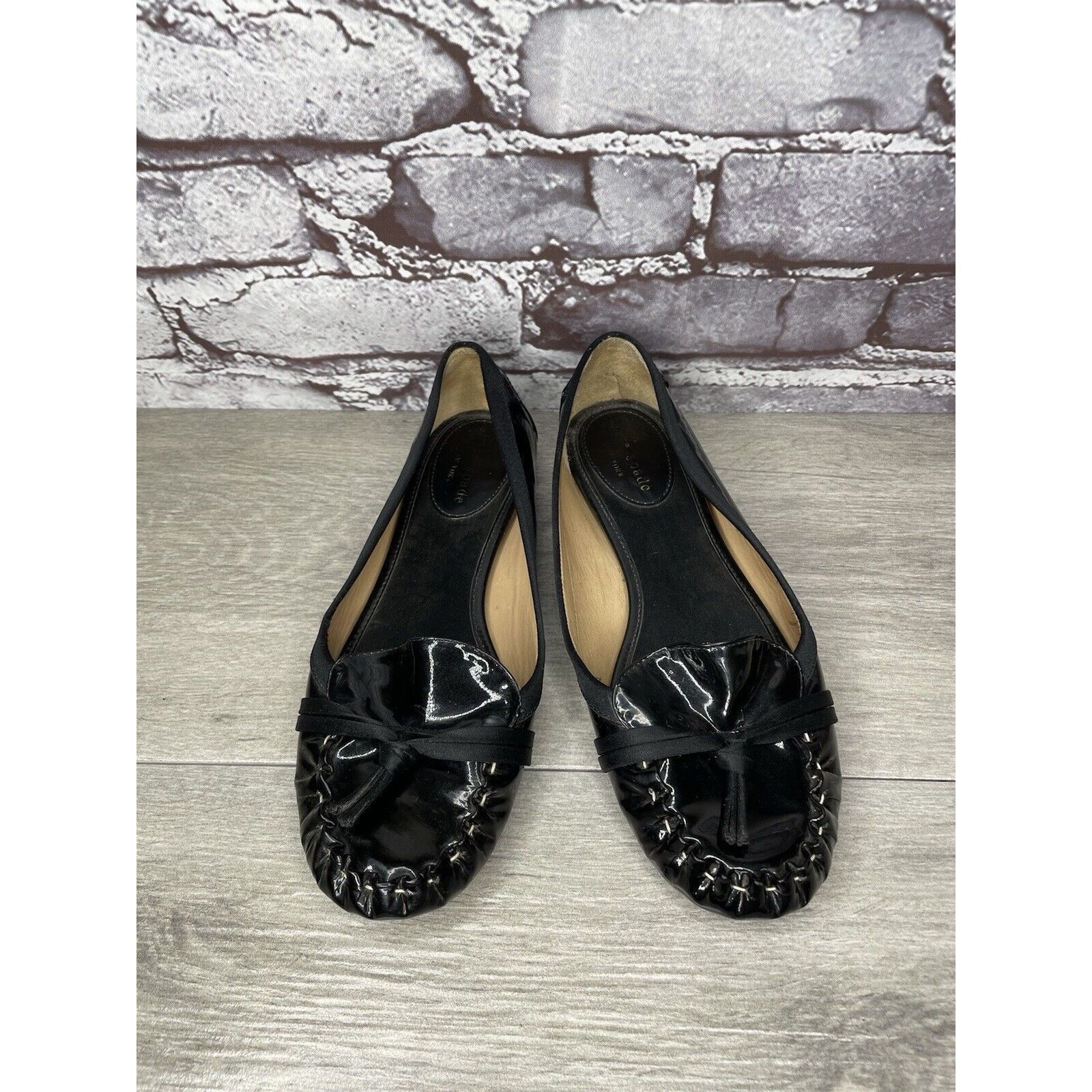 Kate Spade Kate Spade Black Patent Leather Slip On Bow Ballet Flats Sho Size US 6 / IT 36 - 2 Thumbnail
