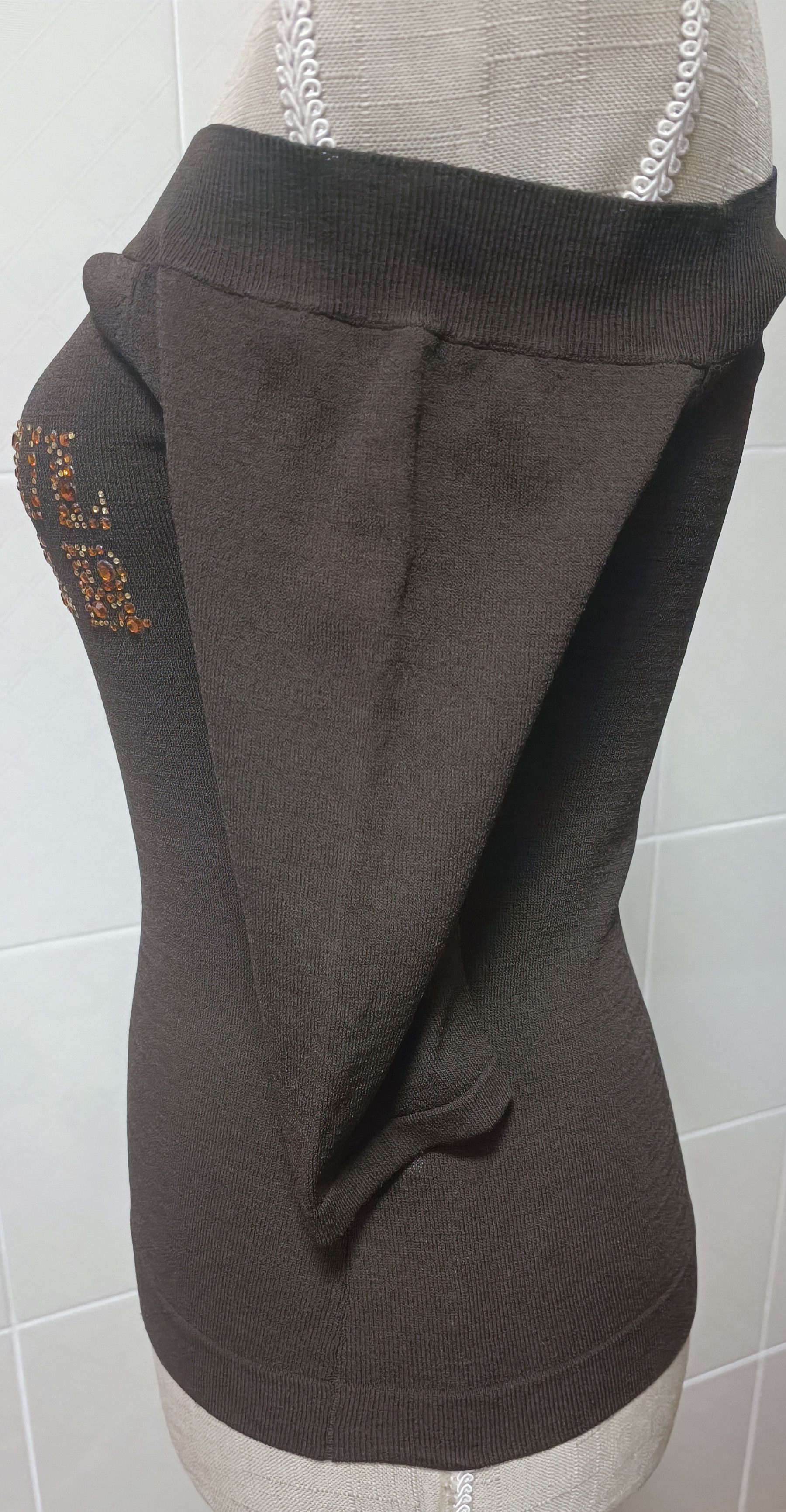 Jean Paul Gaultier Chocolate brown top with yellow and red rhinestones Size S / US 4 / IT 40 - 20 Thumbnail