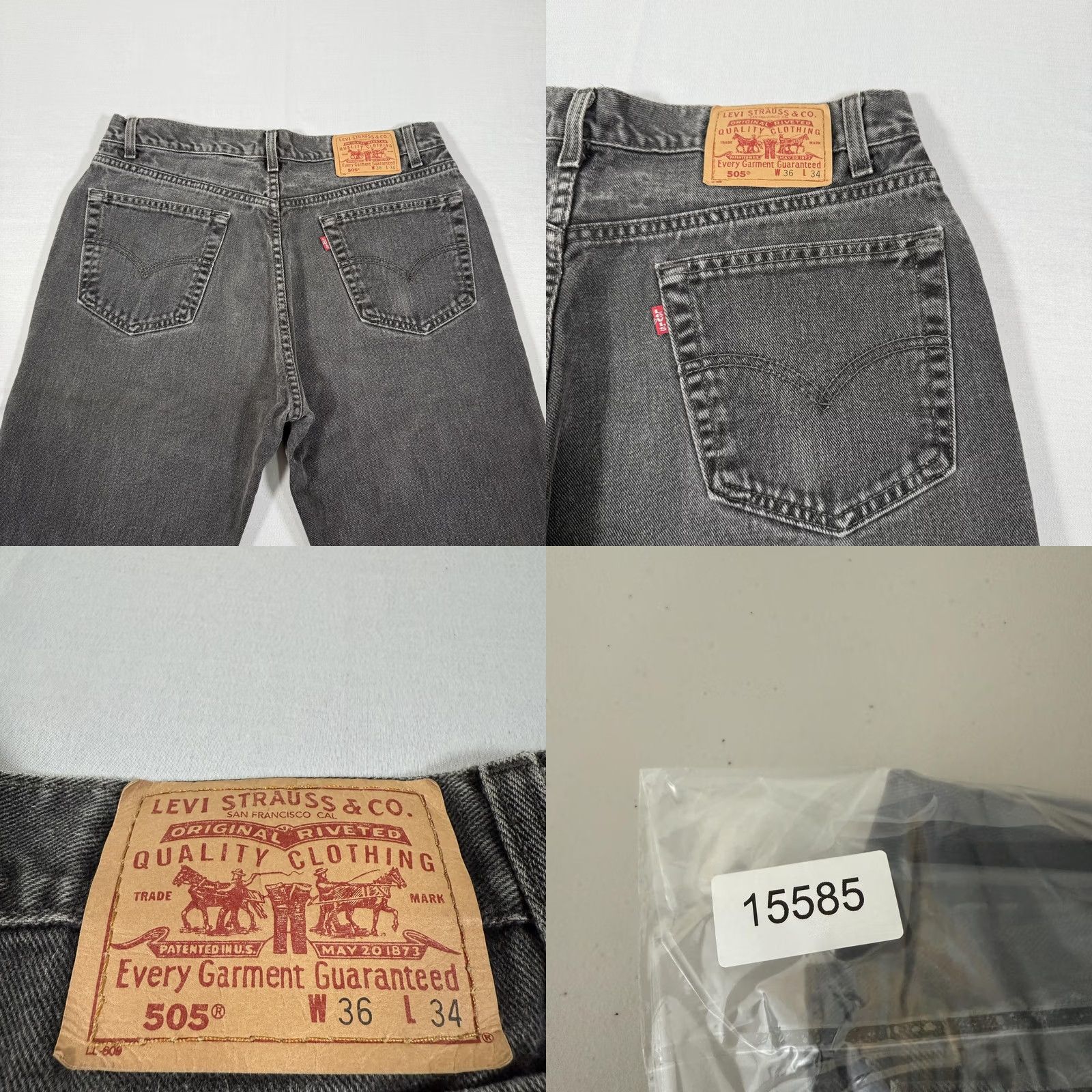 Levi's VINTAGE Levi's 505 Jeans Mens 34x32 Black Straight Denim Pants 90s Western Comfort Regular Fit Men's Jeans Size US 34 / EU 50 - 9 Thumbnail