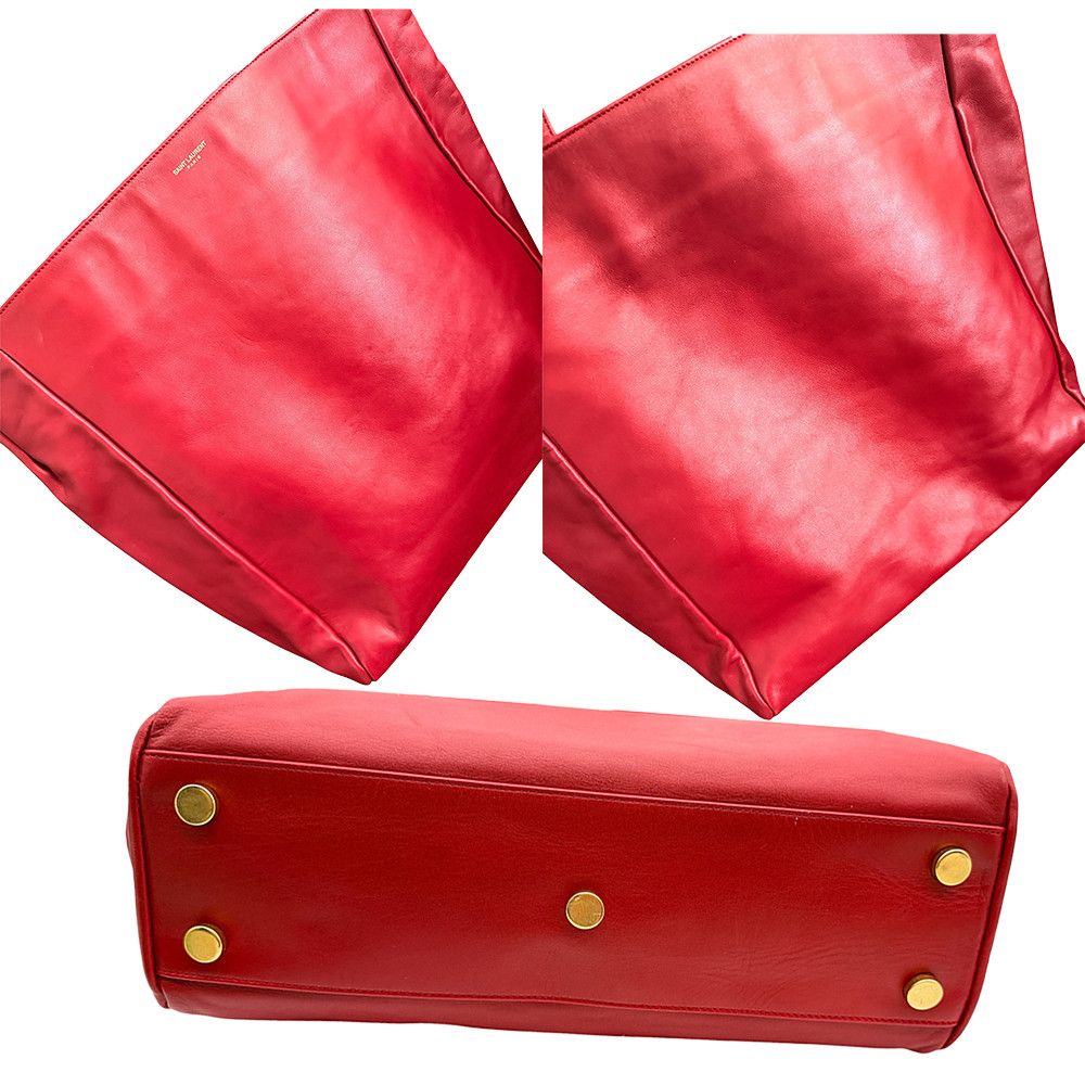 Yves Saint Laurent Yves Saint Laurent Red Calfskin Leather Tote Bag Size ONE SIZE - 4 Thumbnail