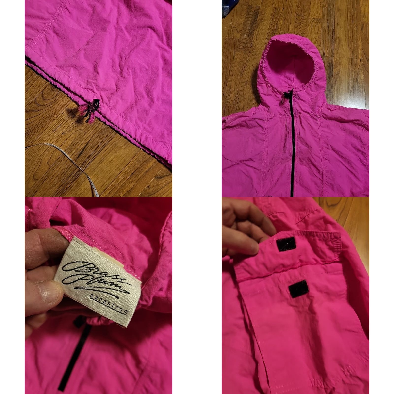 Vintage VINTAGE Brass Plum Windbreaker Pink Nylon Hooded XL 46"x28" Cinch Waist 1990s Womens Size XL / US 12-14 / IT 48-50 - 8 Thumbnail