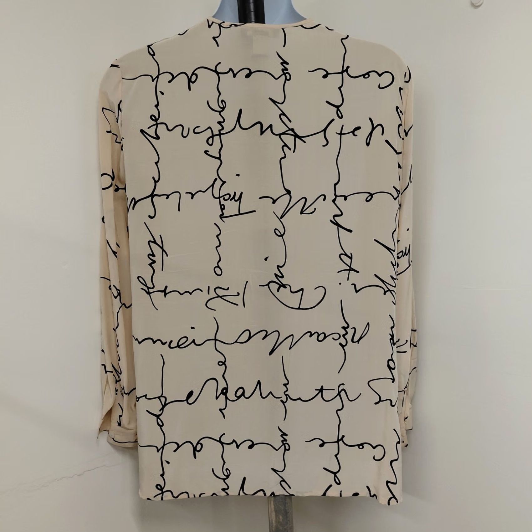 Liz Claiborne LIZ CLAIBORNE Collection Blouse Women's 16 Tan 100% Silk Button Front Top Shirt Modern Classic Womens Size XXL / US 16-18 / IT 52-54 - 7 Thumbnail