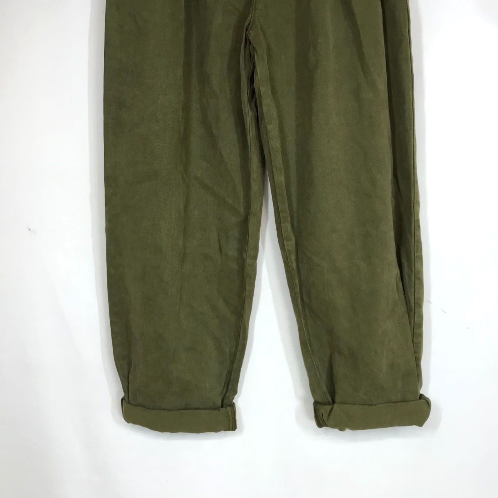 Topshop TOPSHOP Women's 6 Green Pleated Cuff Pants Lyocell Blend Size 28" / US 6 / IT 42 - 3 Thumbnail