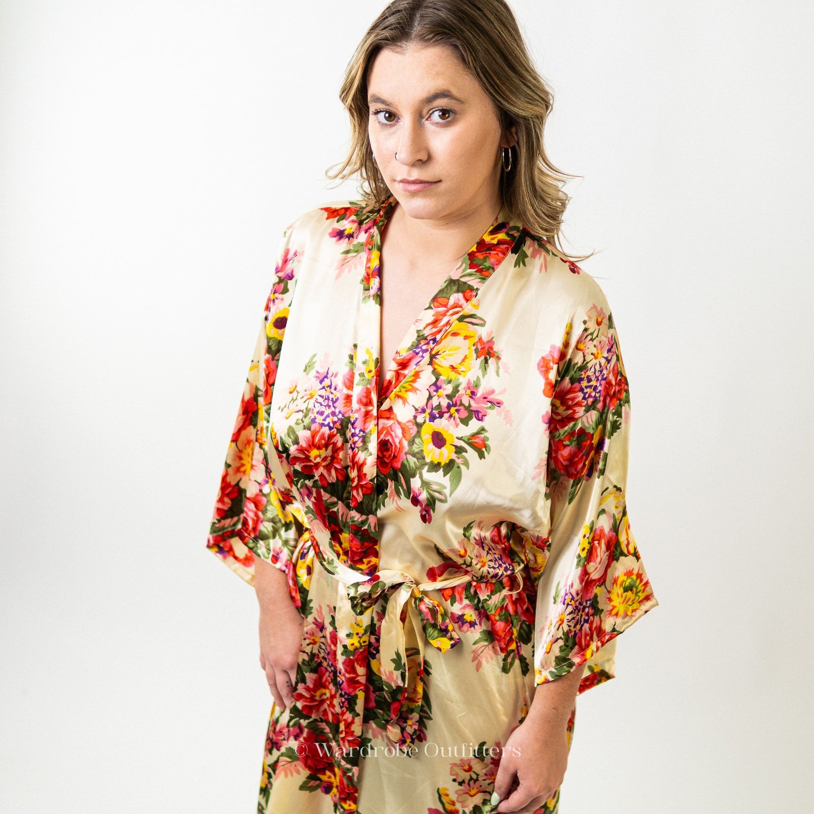 Designer Silky Soft Japanese Floral Robe Lingerie Size ONE SIZE - 7 Thumbnail