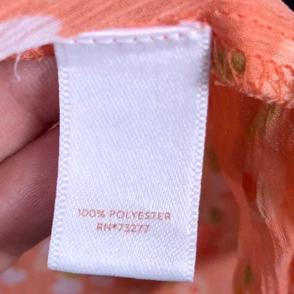 Lauren Conrad VINTAGE LC Lauren Conrad Blouse Womens Sleeveless Floral V-Neck 0X Orange White Pleated Popover Pullover Size XL / US 12-14 / IT 48-50 - 7 Thumbnail