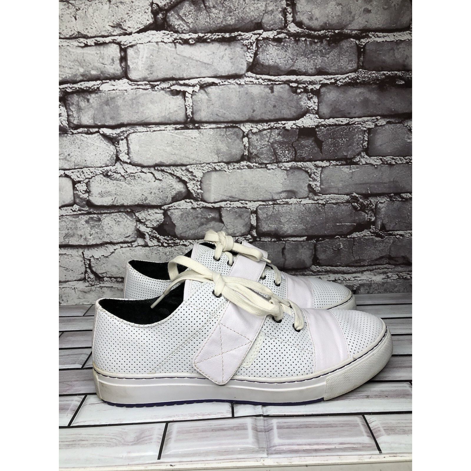 P.F. Flyers Pf Flyers White Leather Perforated Strap Lace Shoes Women Sz Size US 11 / IT 41 - 4 Thumbnail
