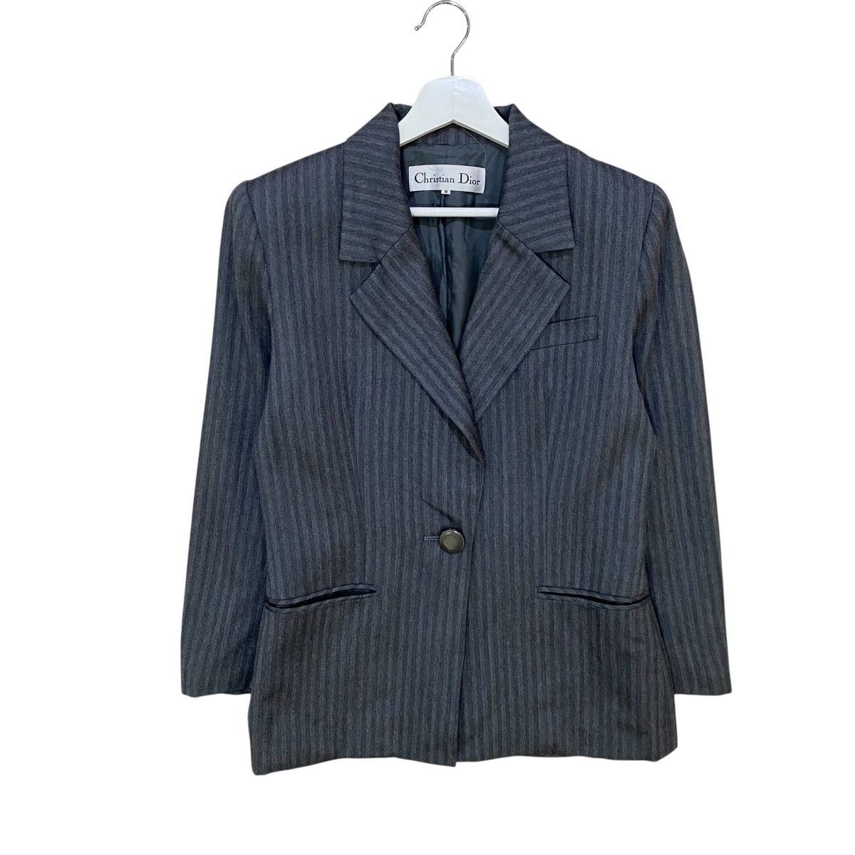 Christian Dior Monsieur 🌟VTG CHRISTIAN DIOR SINGLE BUTTON STRIPES WOOL COATS Size XS / US 0-2 / IT 36-38 - 2 Thumbnail