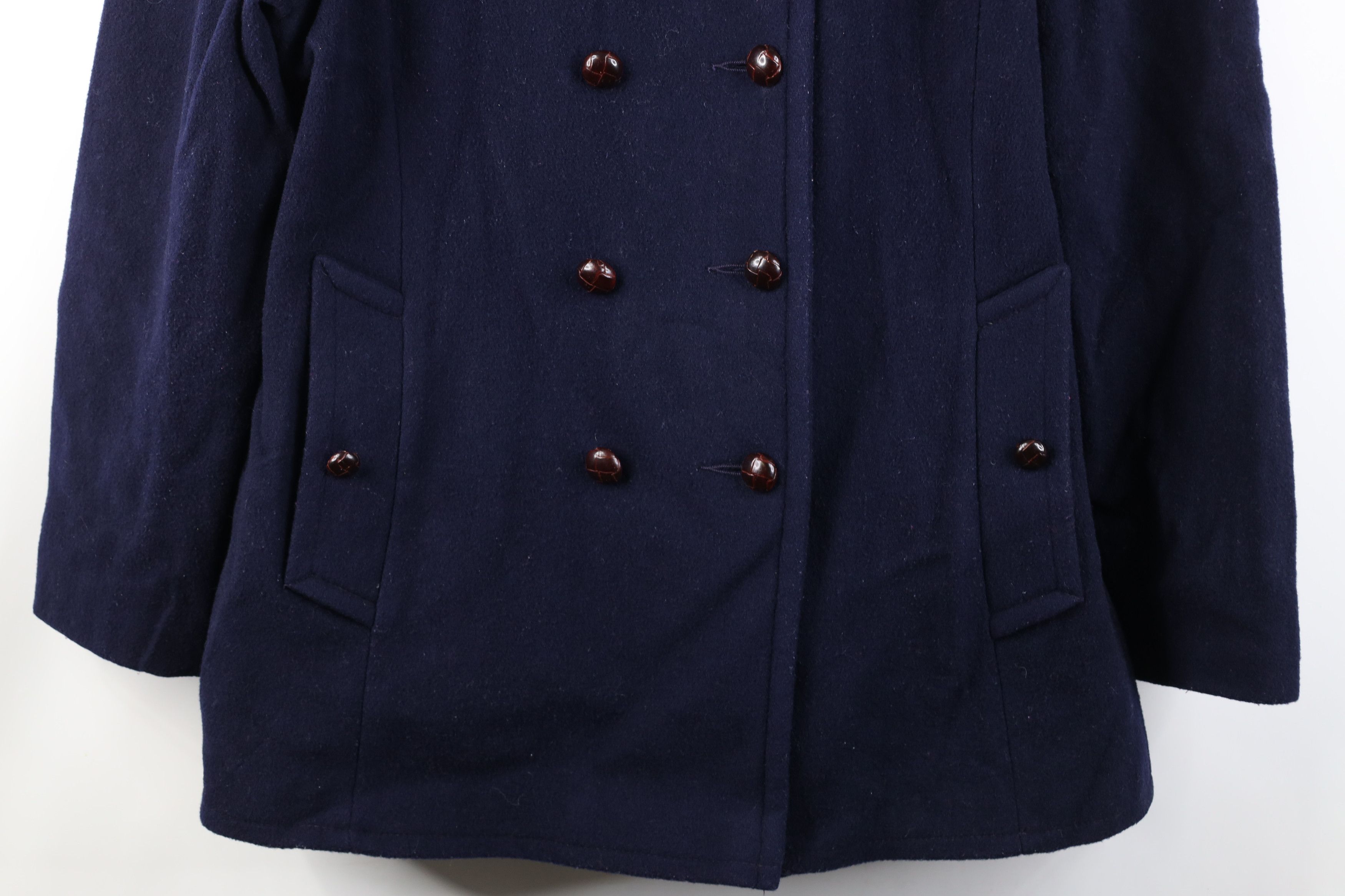 Vintage Vintage 70s Double Breasted Wool Peacoat Jacket Blue USA Size XXL / US 16-18 / IT 52-54 - 3 Thumbnail