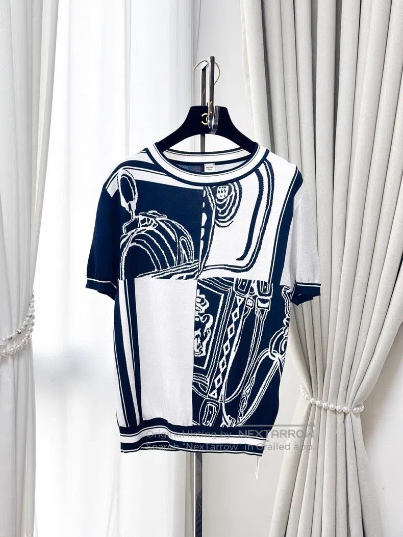 Hermes Hermes 24 Spring/Summer Deep Blue and White Rein Pattern K Size XS / US 0-2 / IT 36-38 - 1 Thumbnail