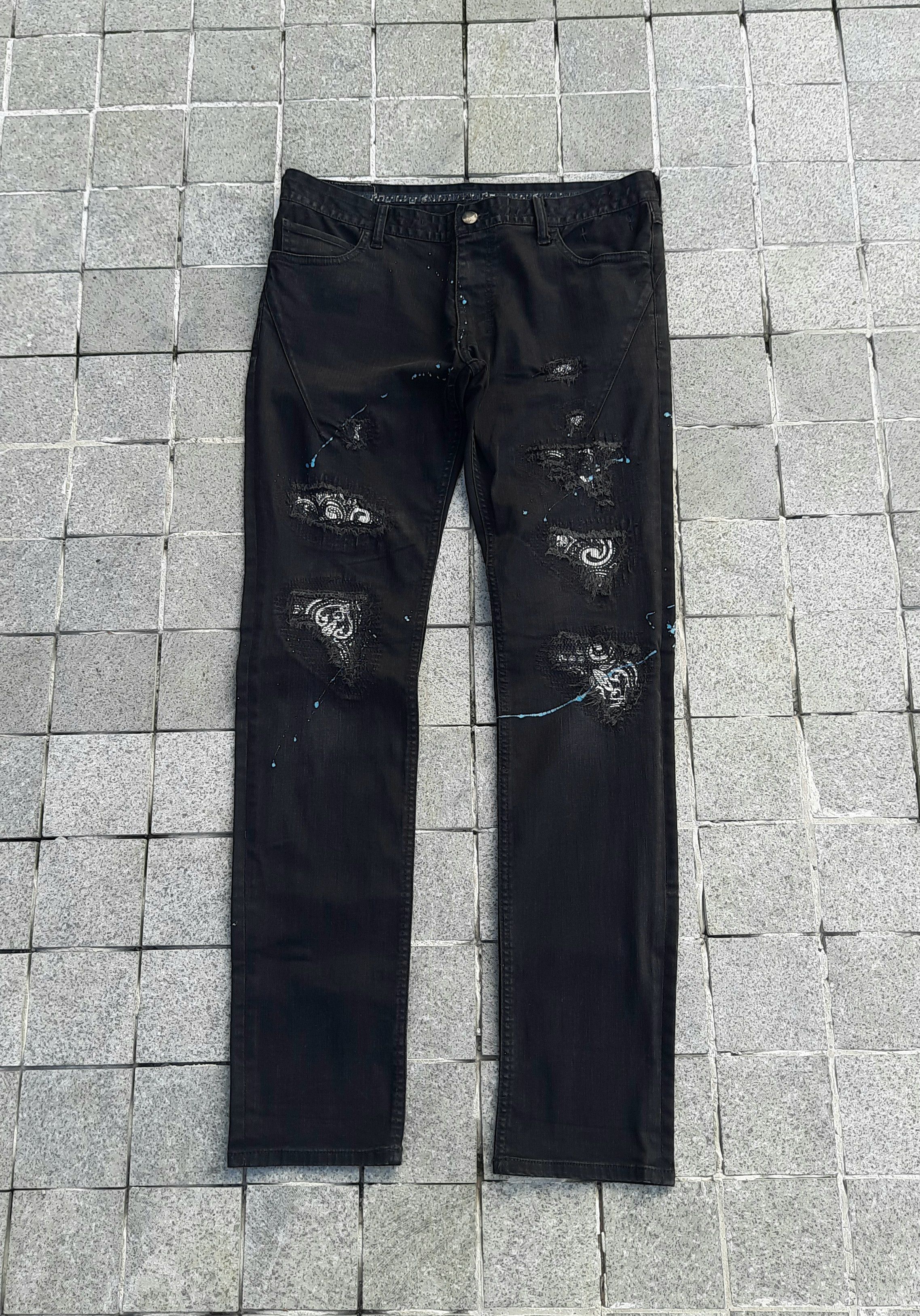 Number (N)ine NUMBER NINE FW06 NOIR COATED BLACK PAIN DENIM JEANS