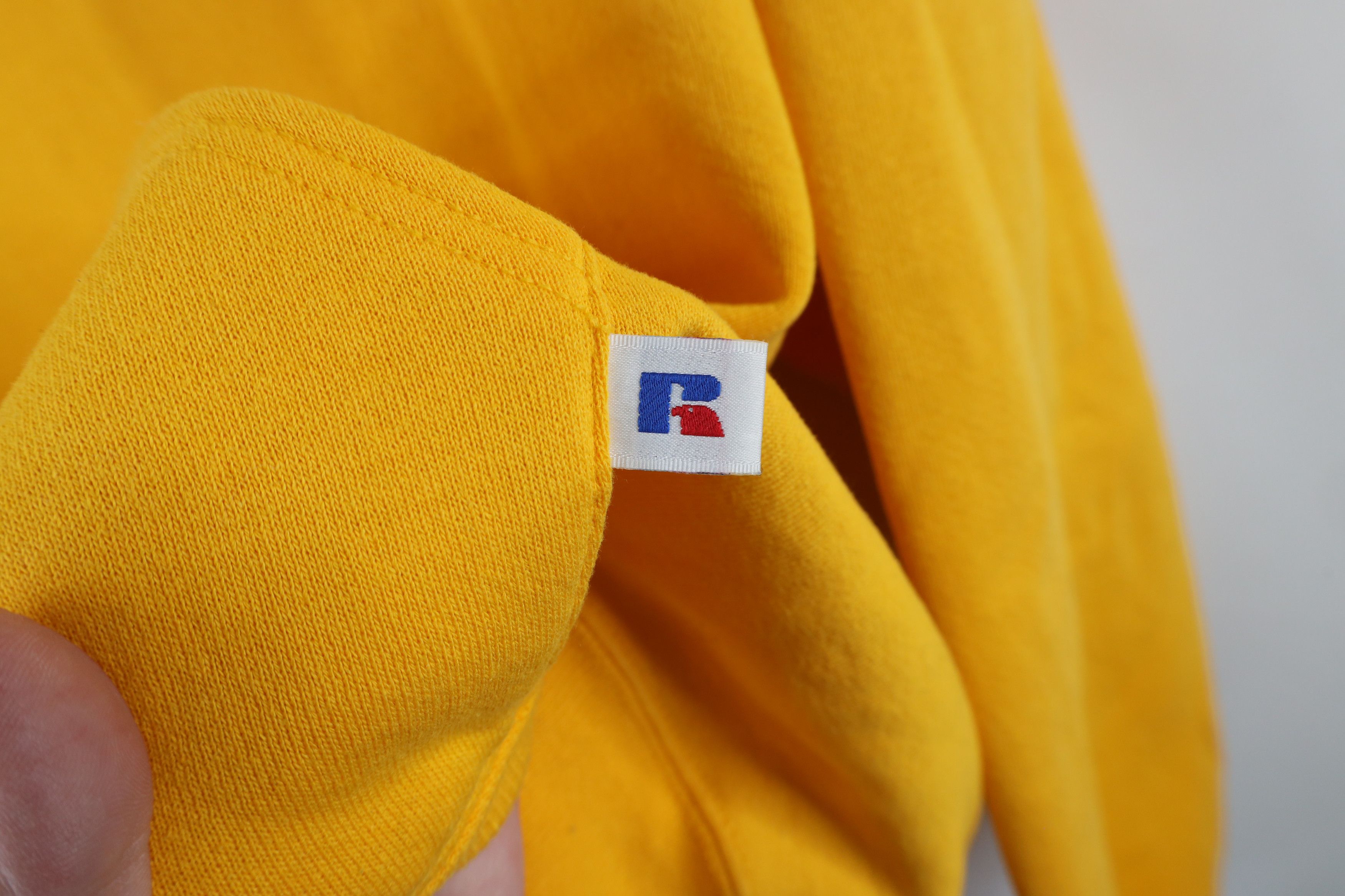 Russell Athletic × Vintage Vintage 90s Russell Athletic Blank Hoodie Sweatshirt Yellow Size US XXL / EU 58 / 5 - 4 Thumbnail