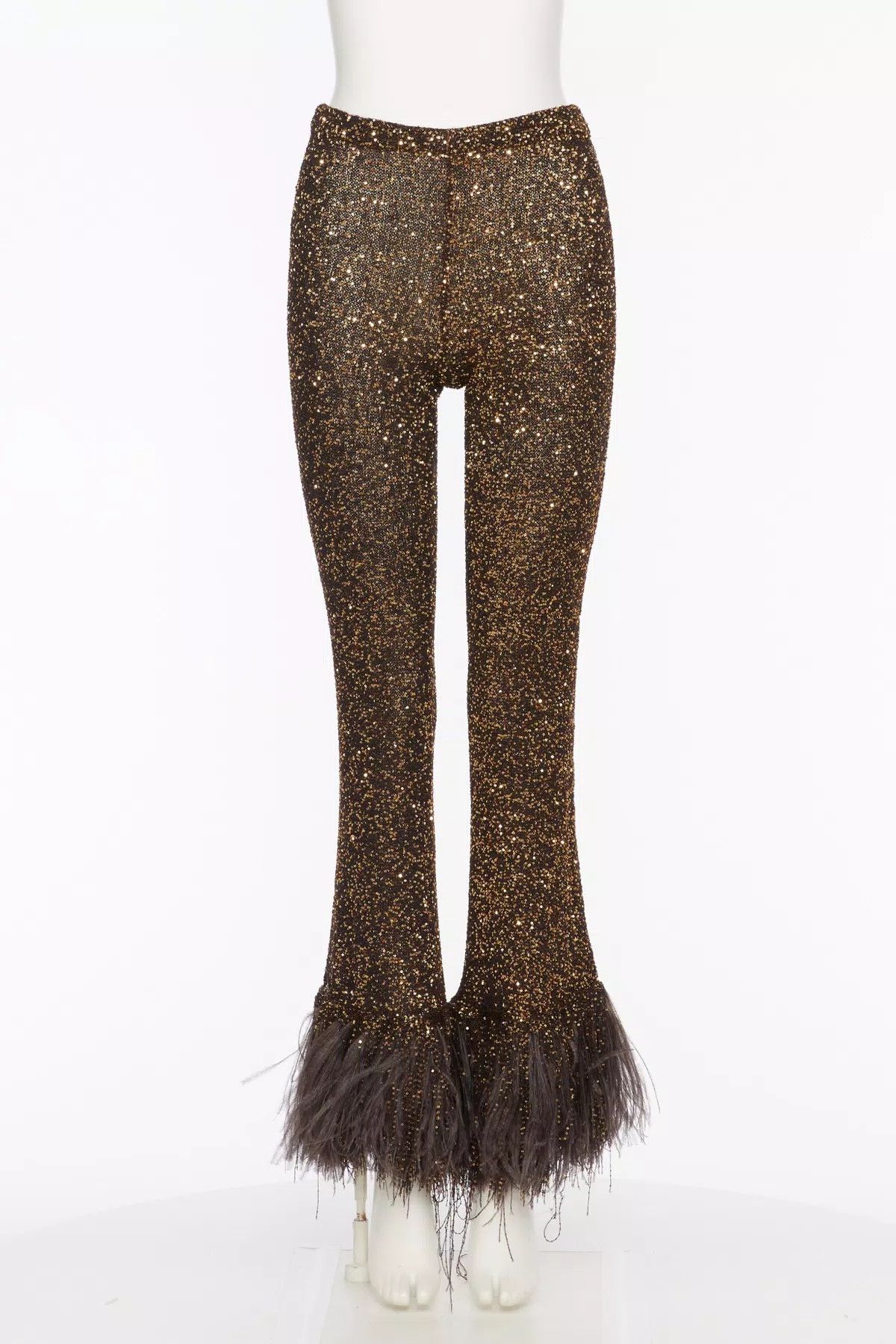 Valentino o1s1wg110625 Feather Paillette Cropped Trousers in Brown Size 25" / US 0 / IT 36 - 1 Thumbnail
