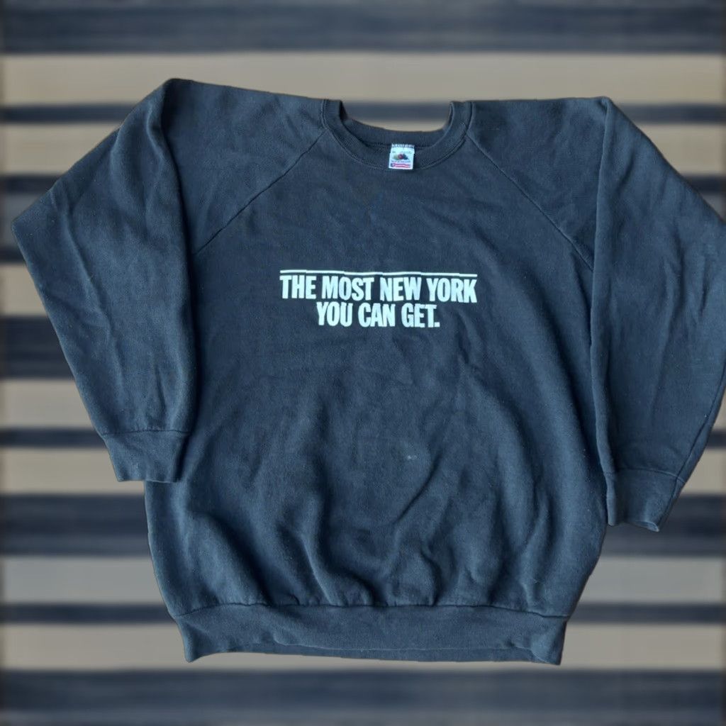 Fruit Of The Loom VINTAGE 80s New York Daily News Crewneck Sweatshirt XL Men's Black Cotton Logo 90s Pullover Size US XL / EU 56 / 4 - 1 Thumbnail