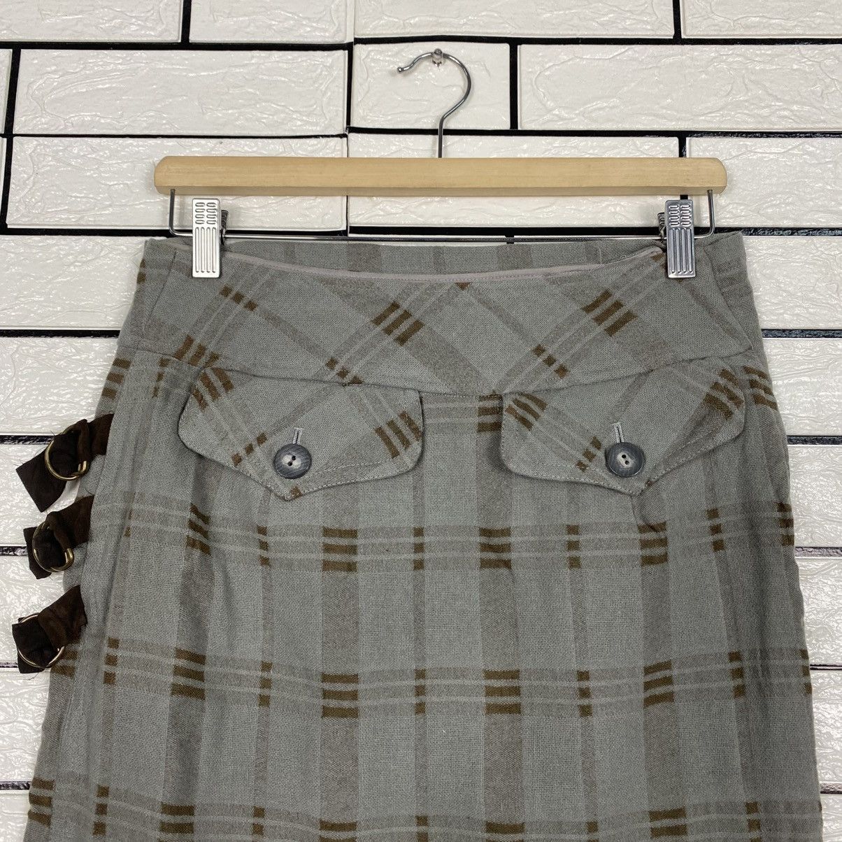 Japanese Brand 📌Vintage Skirt Bondage Style Tartan Martina Dietrich Size 28" / US 6 / IT 42 - 4 Thumbnail