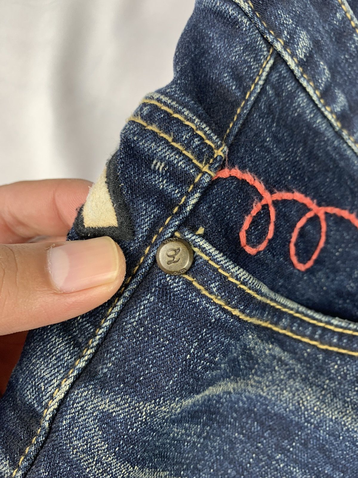 Japanese Brand y2k Lolita Like Cute Pop Embroidered Skinny Stretch Jeans Size 31" - 10 Thumbnail