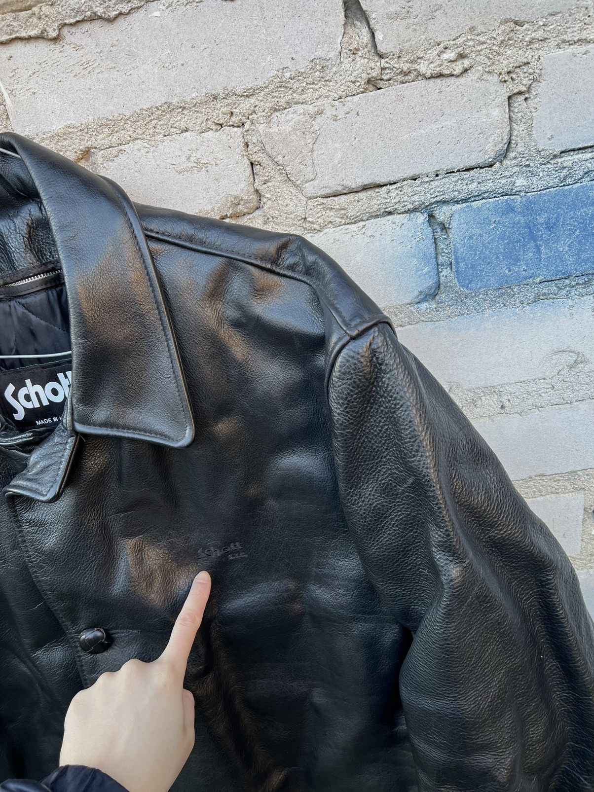 Schott Heavy Leather Jacket Schott NYC USA Vintage Heavy Leather Size US XL / EU 56 / 4 - 3 Thumbnail
