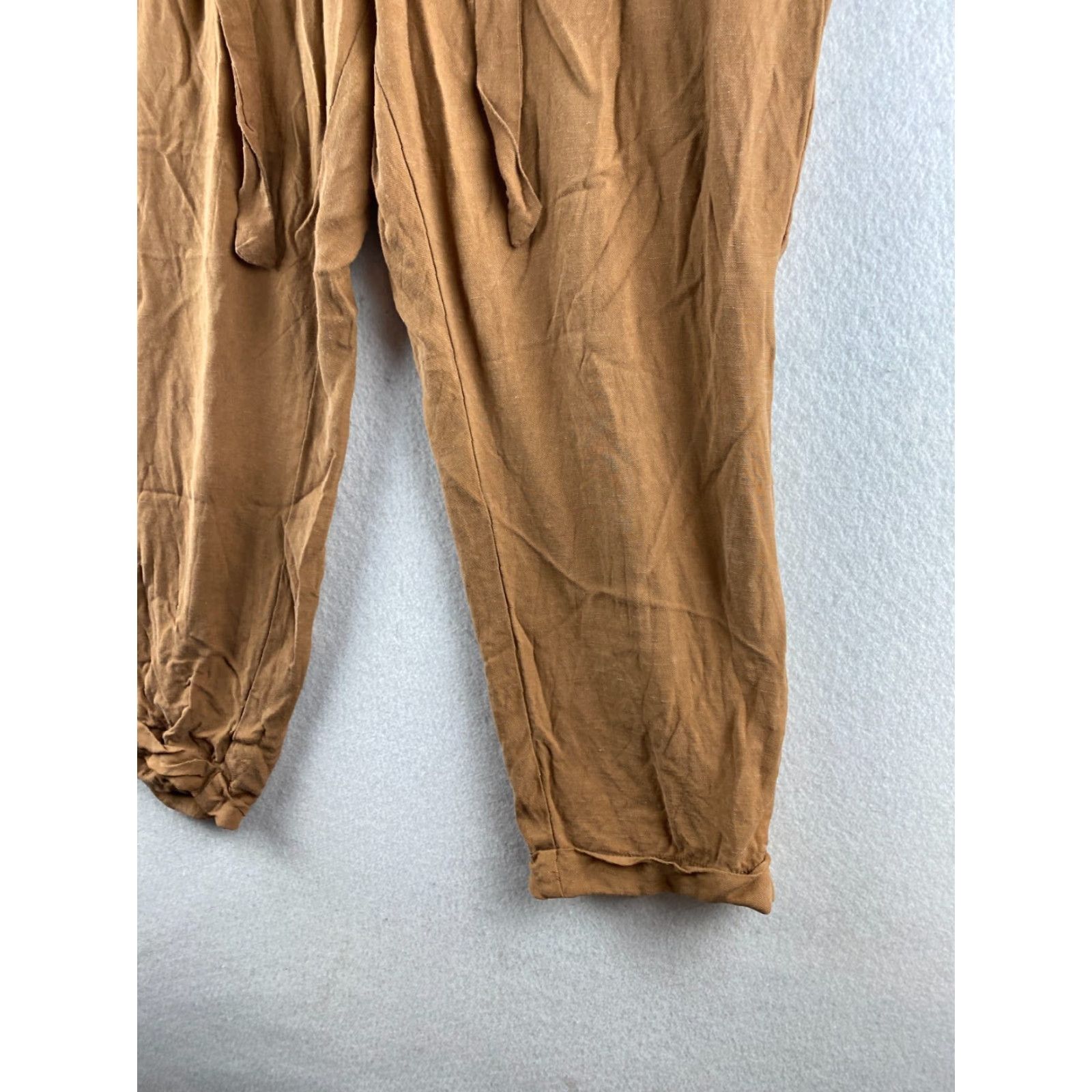 Ann Taylor VINTAGE Ann Taylor Loft Pants Womens 14 Brown Paperbag Ankle Cuffed Tie Front Casual Size 36" / US 14 / IT 50 - 5 Thumbnail