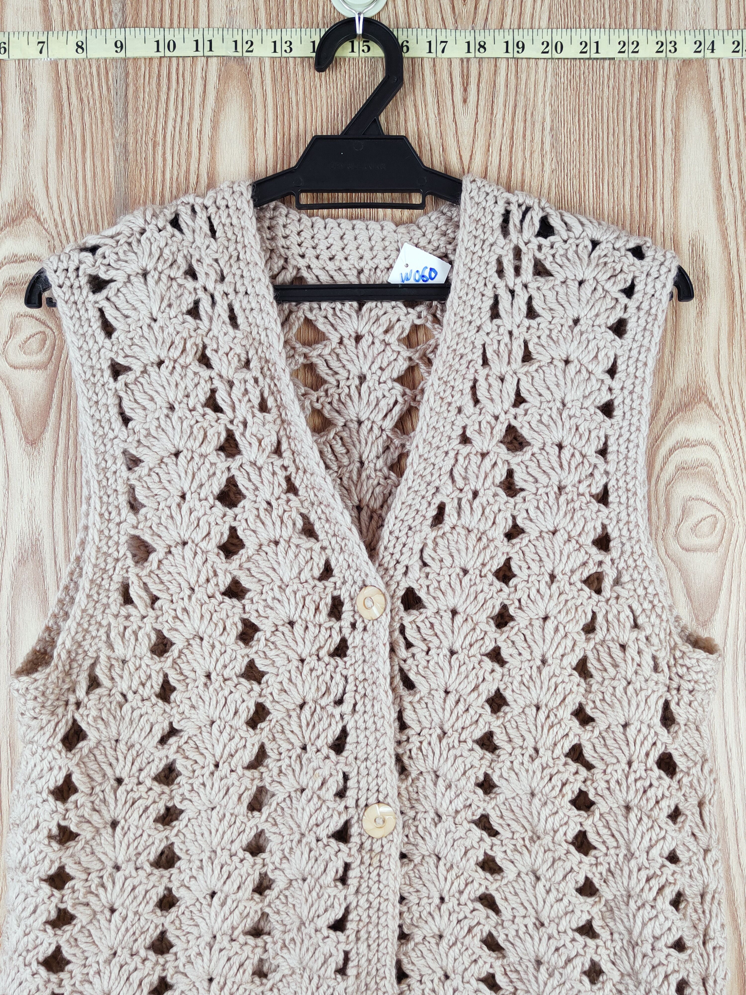 Japanese Brand Japan crochet mesh net Beige Knitwear Vests #W060 Size M / US 6-8 / IT 42-44 - 2 Thumbnail