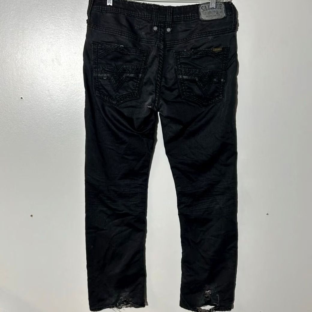 Vintage Salvage Straight Leg Jeans Mens Black 33R 31in Inseam Buckle Exclusive SLVG 23-460 Size US 33 - 4 Thumbnail