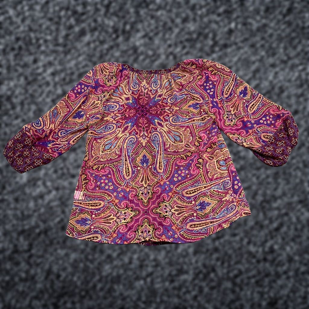 Olive Olive Hill Blouse Womens M Multicolor Paisley V-Neck 3/4 Sleeve Tunic Top Boho Size M / US 6-8 / IT 42-44 - 1 Thumbnail