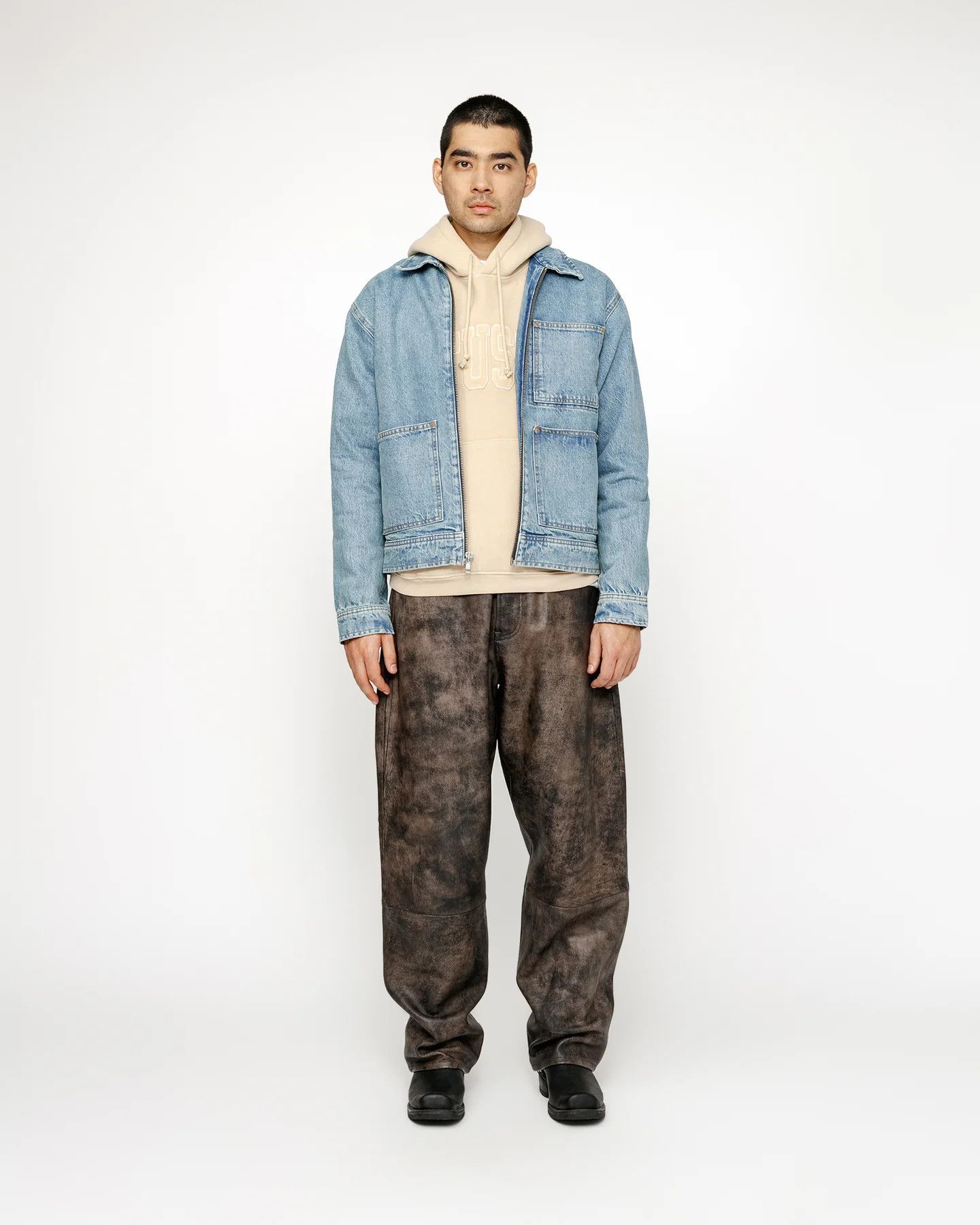 Stussy o1kmrn0424 Unisex Zip Work Denim Jacket in Blue Size US M / EU 48-50 / 2 - 6 Thumbnail