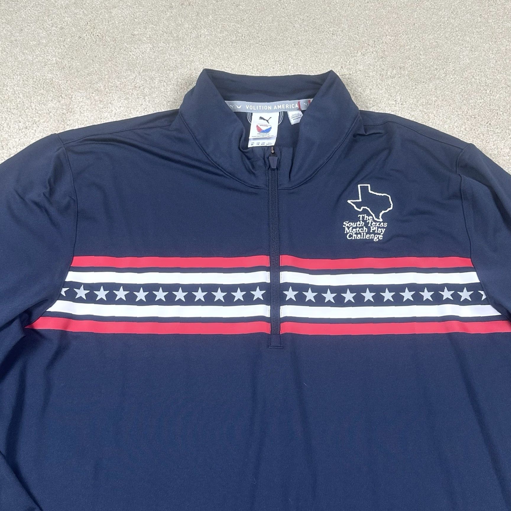 Puma PUMA Volition America Pullover Men XL Blue 1/4 Zip Golf Shirt Size US XL / EU 56 / 4 - 2 Thumbnail