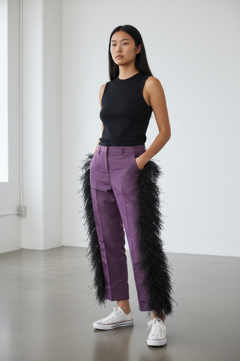 Other Purple pants with Real Mongolian fur Size US 32 / EU 48 - 3 Thumbnail