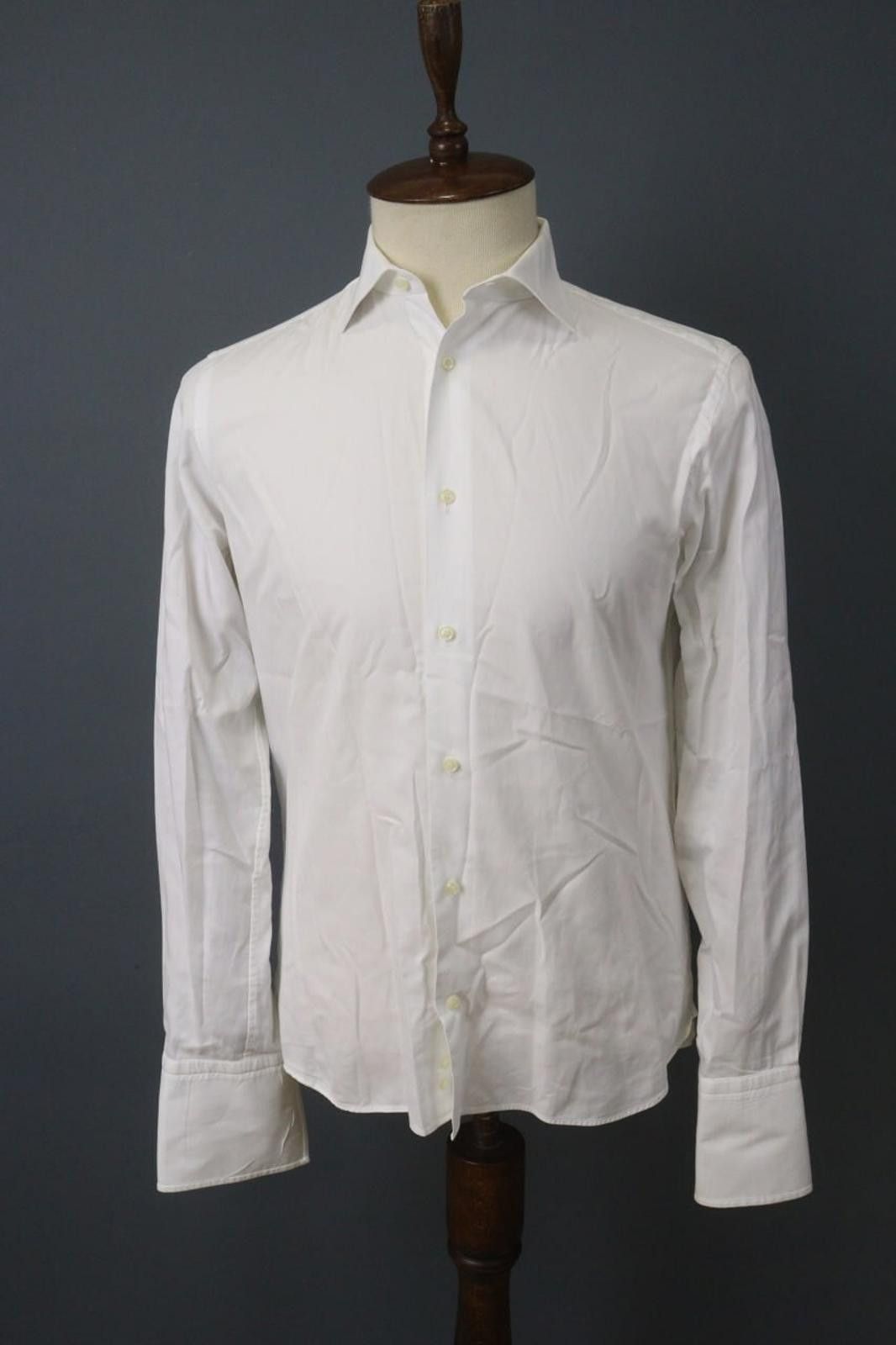 Designer Boggi White Cotton Collared Button Front Dress Shirt Size 40 Size 38R - 1 Thumbnail