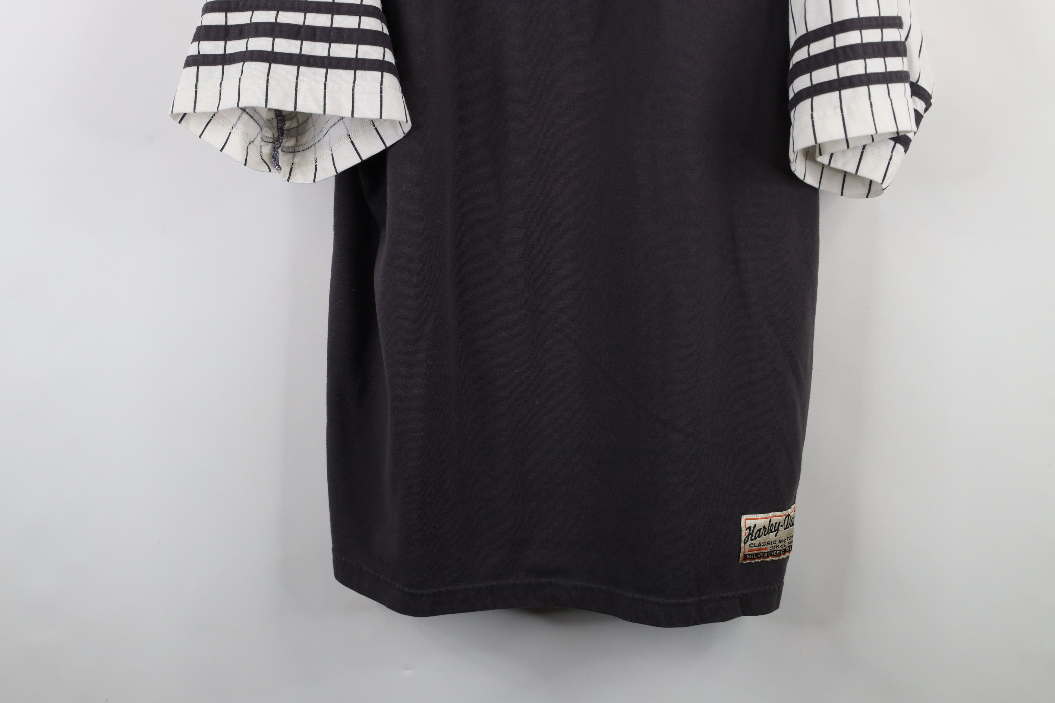 Harley Davidson × Vintage Vintage 90s Y2K Harley Davidson Baseball Henley T-Shirt Gray Size US XXL / EU 58 / 5 - 3 Thumbnail