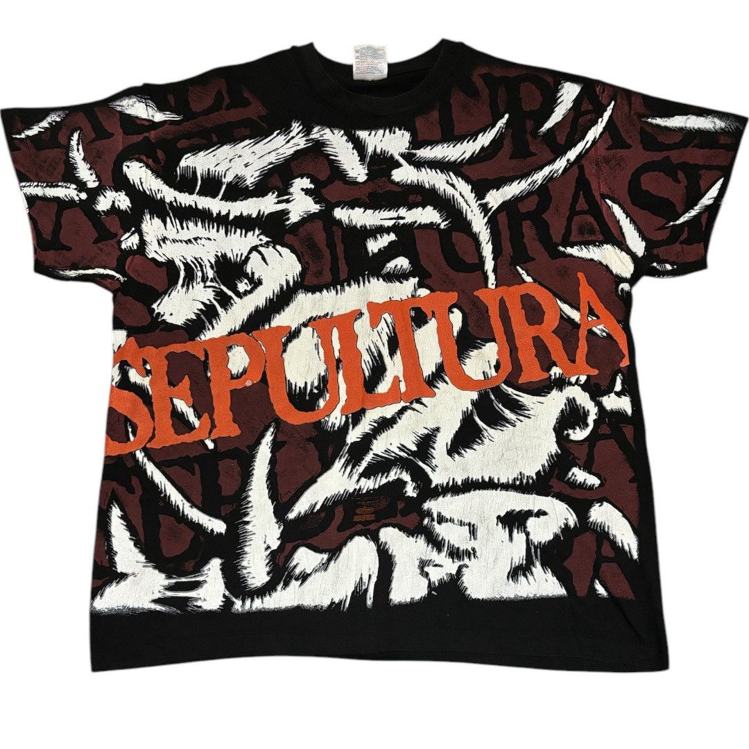 Band Tees × Vintage 1992 Sepultura All Over Print Size US XL / EU 56 / 4 - 1 Thumbnail