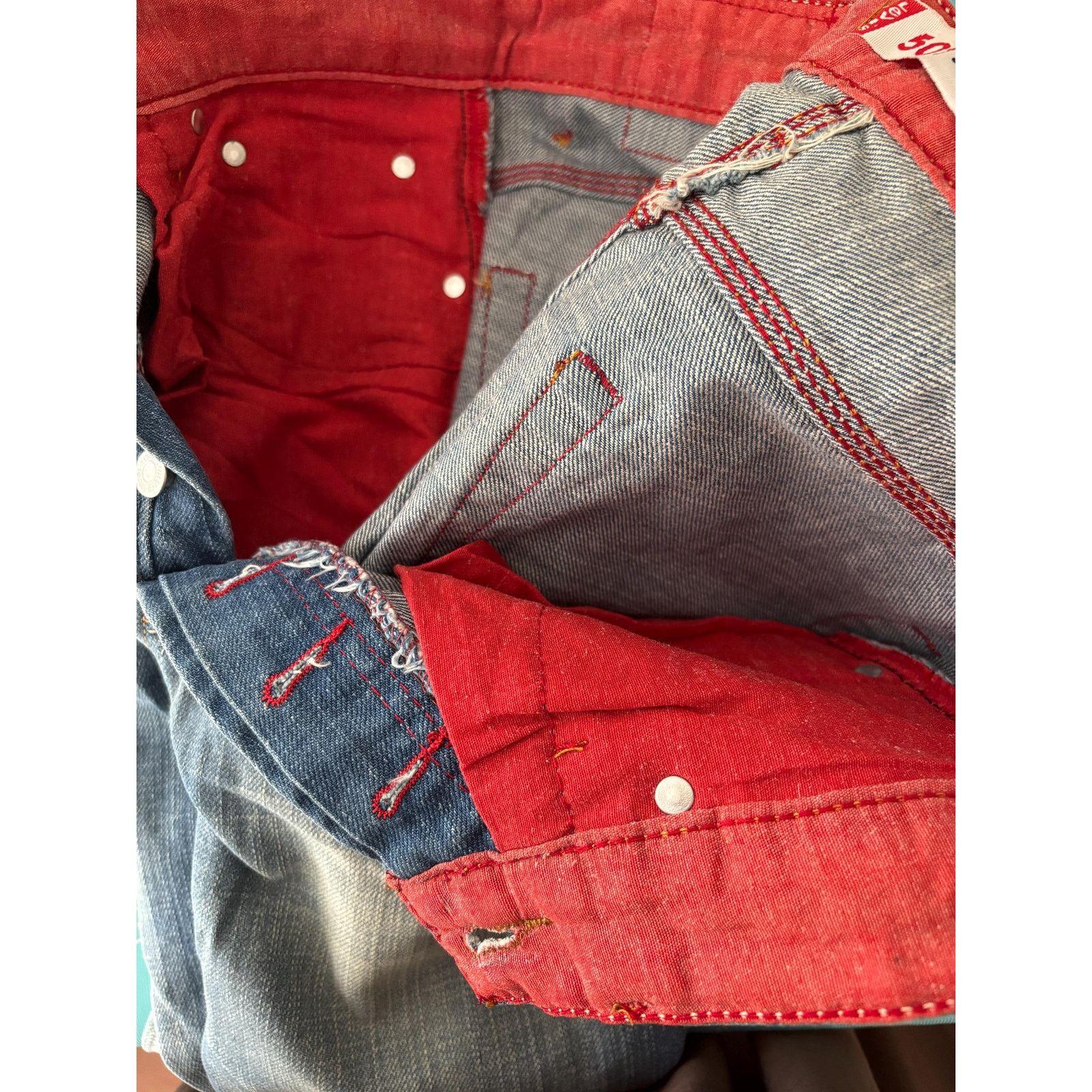 Levi's × Levi's Vintage Clothing × Vintage Levi’s 501 W30 L34 USA Redline Selvedge Vintage 90s Jeans Size US 30 / EU 46 - 9 Thumbnail