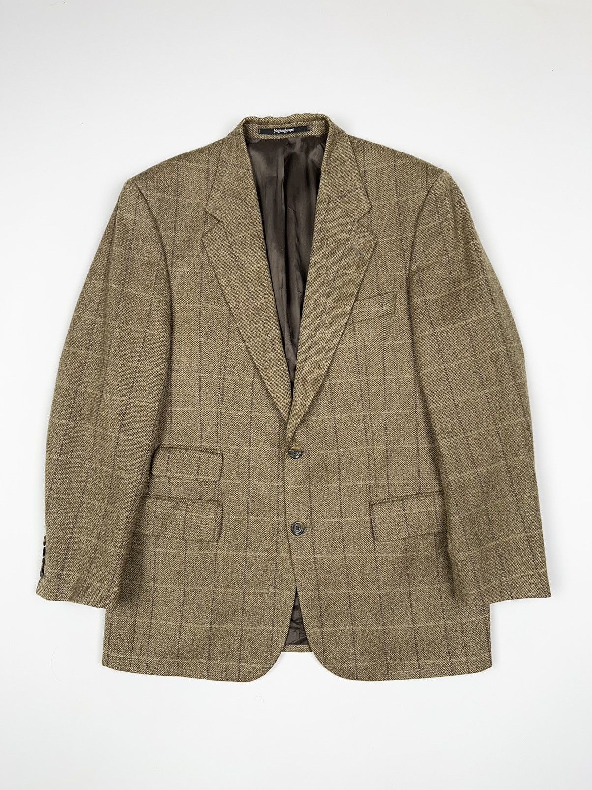 Vintage × Yves Saint Laurent Yves Saint Laurent Wool Blazer Brown Jacket Size 44R - 1 Thumbnail