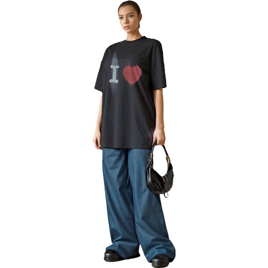 Balenciaga o1mt1gz0125 I Love T-Shirt Large Fit in Black Size XXS / US 00 / IT 34 - 4 Thumbnail