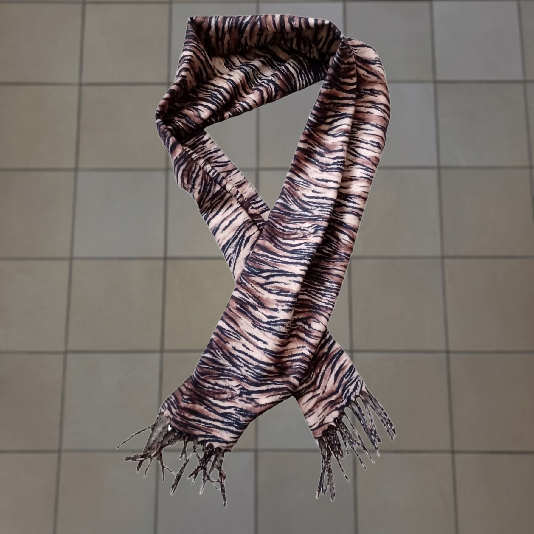 Vintage V Fraas Cashmink Scarf Animal Print 52" Fringe Rectangle Winter Made in Germany Size ONE SIZE - 1 Thumbnail