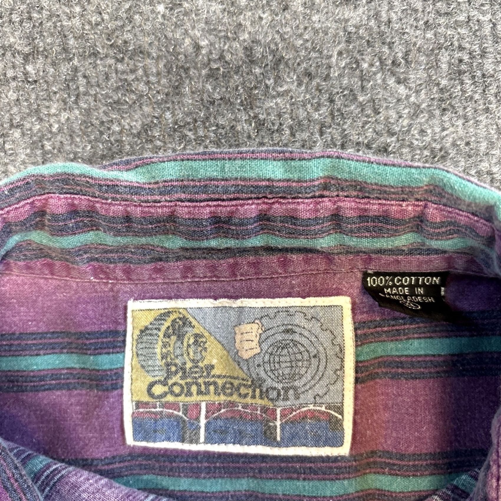 Vintage VINTAGE Pier Connection Button-Up Shirt Short Sleeve Men’s XL Stripe Cotton 90s Purple Size US XL / EU 56 / 4 - 2 Thumbnail