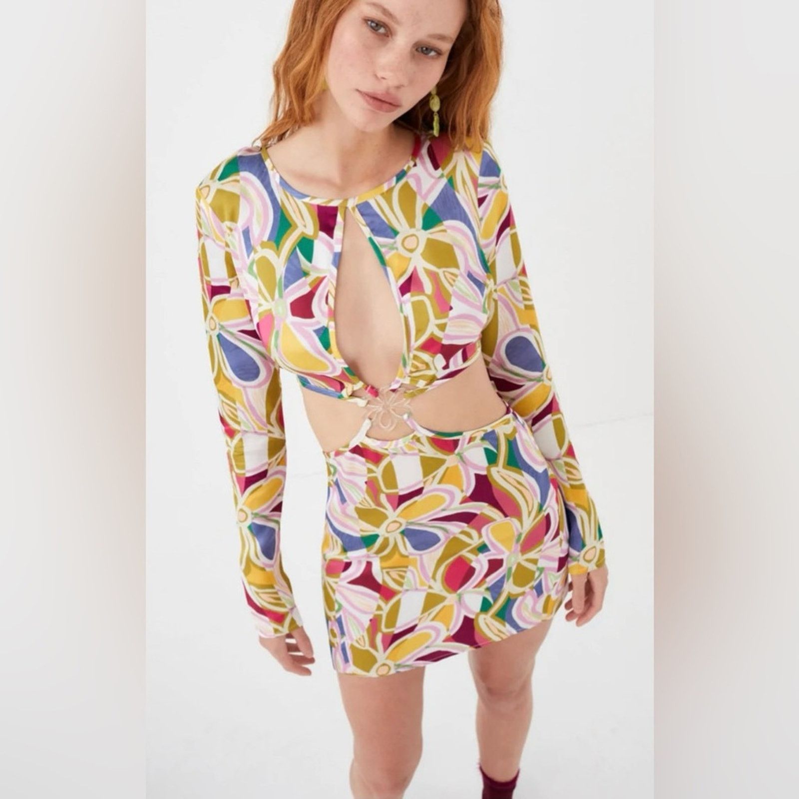 For Love & Lemons NWT For Love&Lemons $227 Multicolor Floral Mini Dress size M Size M / US 6-8 / IT 42-44 - 2 Thumbnail