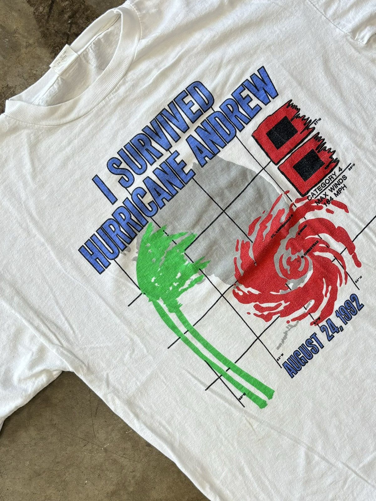 Vintage Vintage Survived Hurricane Andrew Single Stitch Tee Size US XL / EU 56 / 4 - 1 Thumbnail