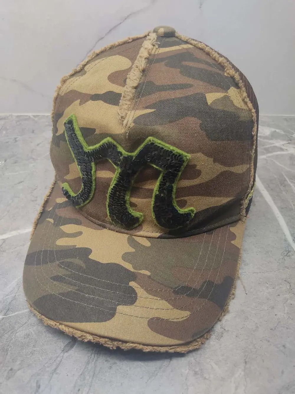 image of Vintage Bombtrax Camo Distressed Style Trucker Hat Cap in Mix, Men's