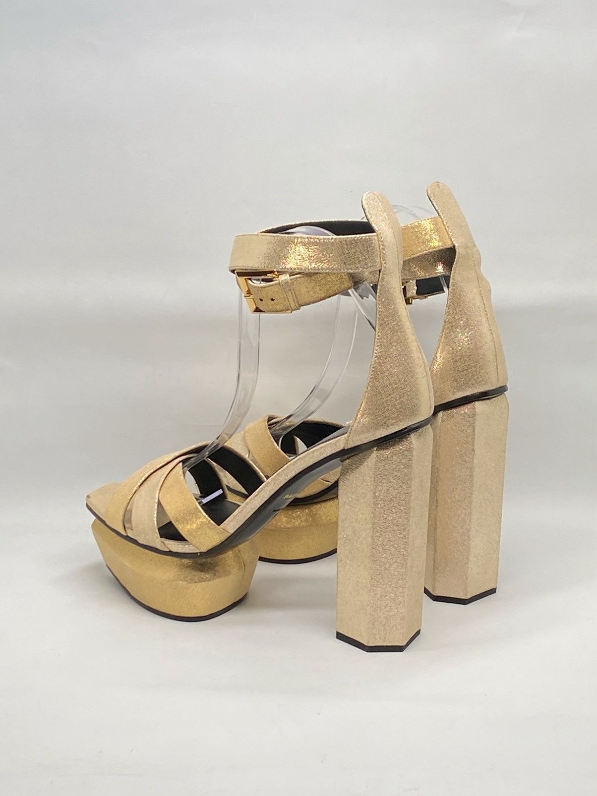 Balmain Balmain Ava Metallic Leather Platform Sandals size 39 Size US 9 / IT 39 - 8 Thumbnail