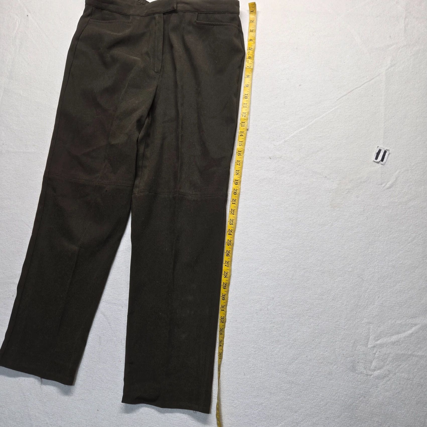 Vintage Norton Studio Women Pants 12P Petite Army Green Straight Dress Pants Size 34" / US 12 / IT 48 - 7 Thumbnail