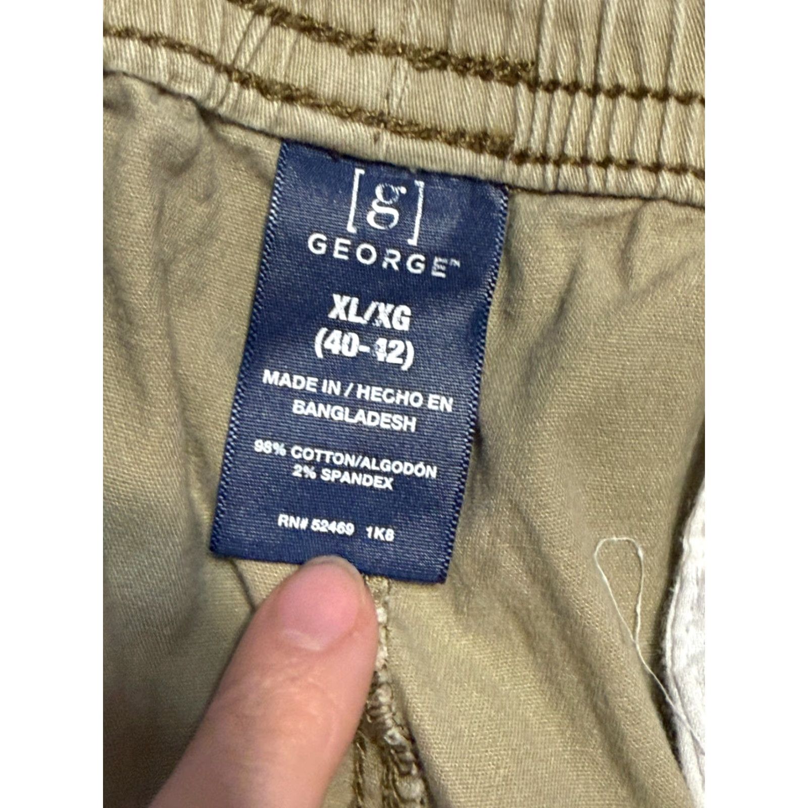 George George Pants Male XL Brown Pull On Khaki Tie Waist Pockets Regular Inseam 27in Khakis Size US 36 / EU 52 - 5 Thumbnail