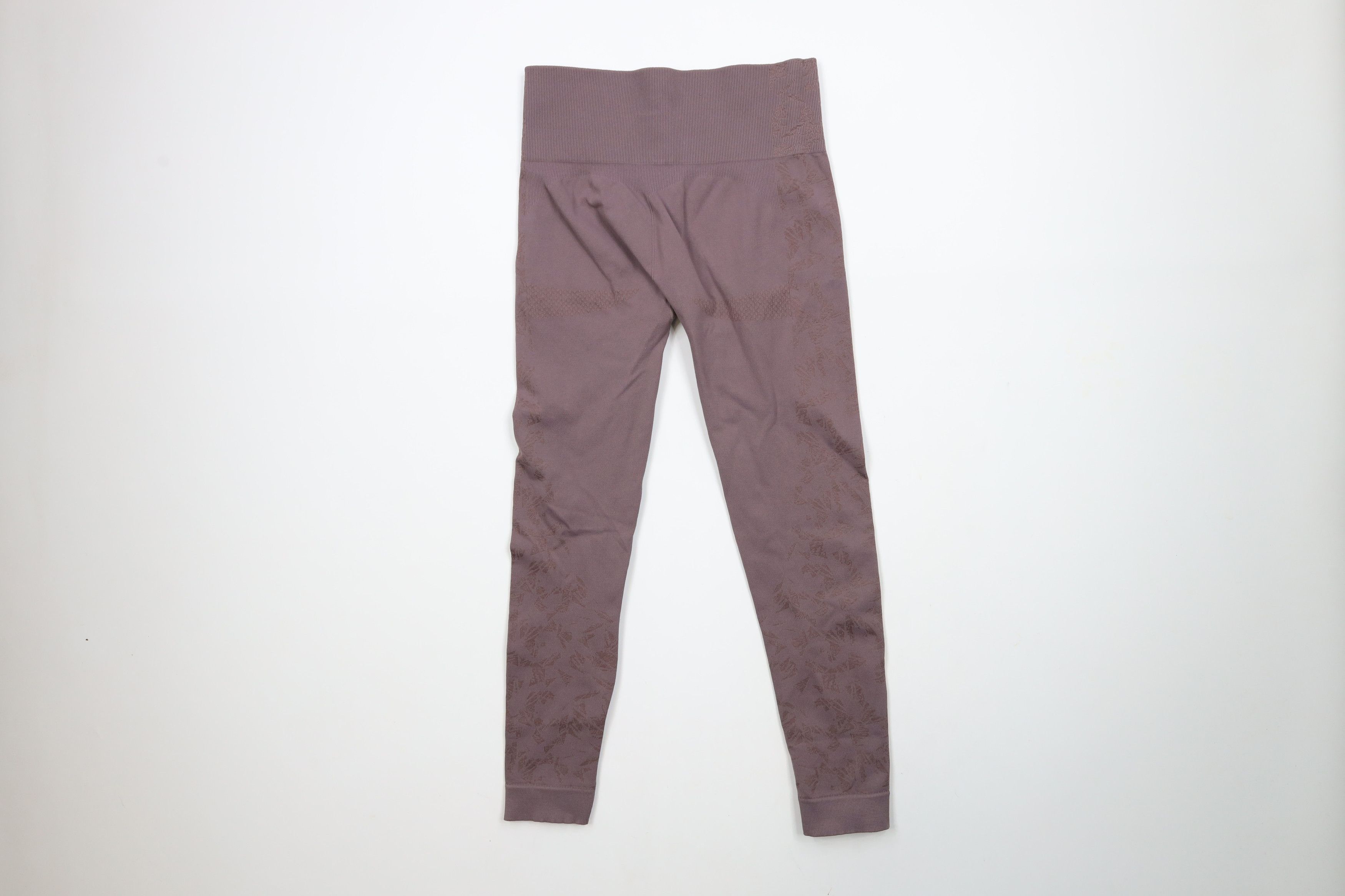 Gymshark × Vintage Gymshark Geometric Ribbed Spandex Gym Leggings Purple Size 26" / US 2 / IT 38 - 7 Thumbnail